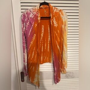 Lily Lotus Pink and Orange Tie-Dye Blouse